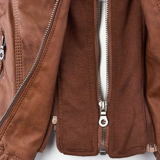 Damen-Moto-Jacke mit abnehmbarer Kapuze