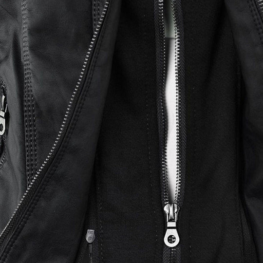 Damen-Moto-Jacke mit abnehmbarer Kapuze