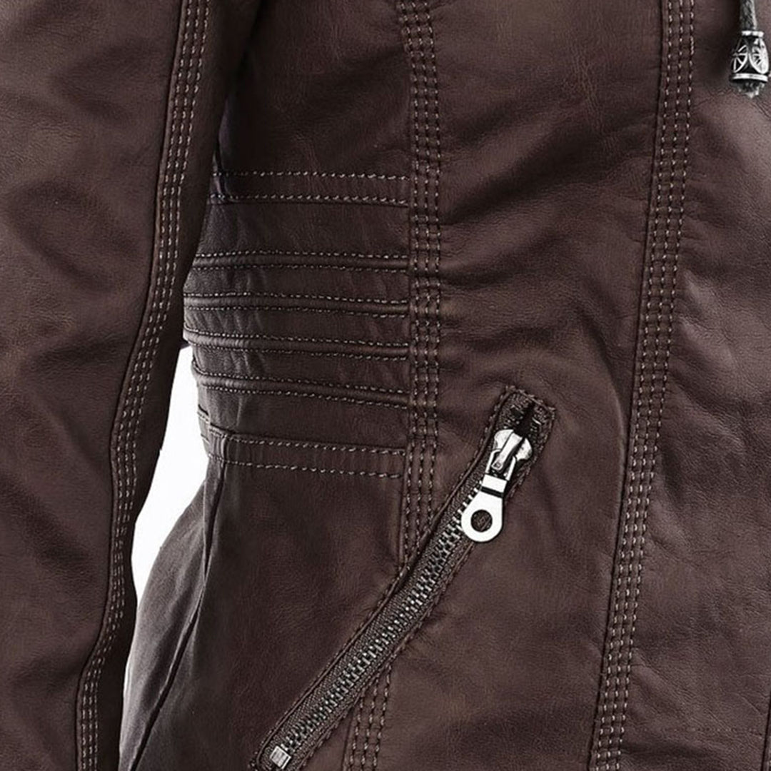 Damen-Moto-Jacke mit abnehmbarer Kapuze