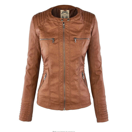 Damen-Moto-Jacke mit abnehmbarer Kapuze