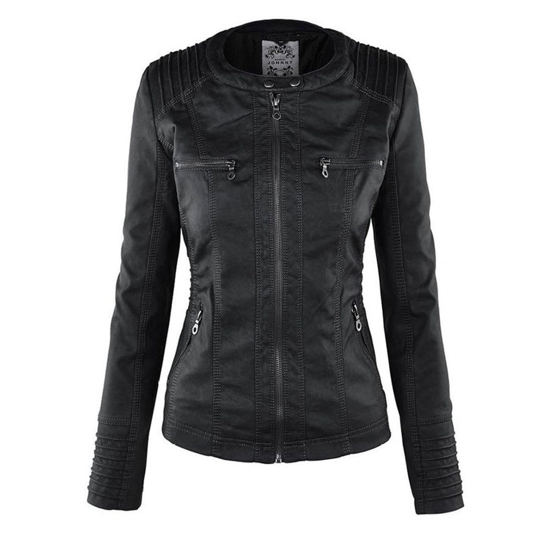 Damen-Moto-Jacke mit abnehmbarer Kapuze