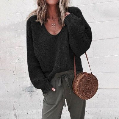 Eleganter Damenpullover | Tiefer V-Ausschnitt