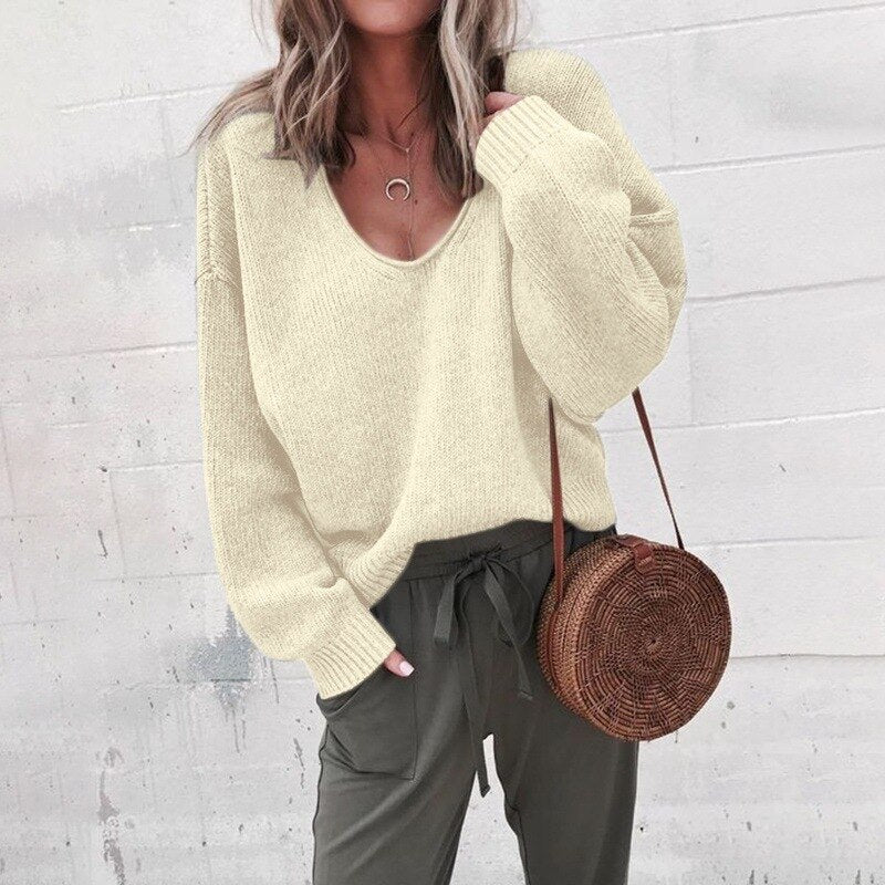 Eleganter Damenpullover | Tiefer V-Ausschnitt