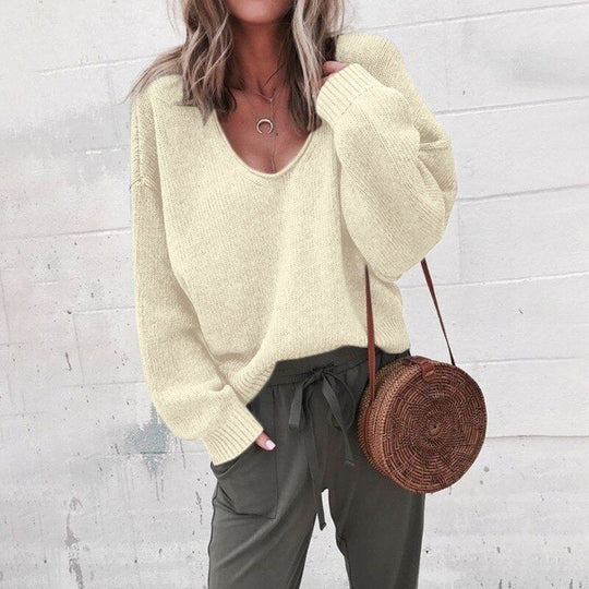 Eleganter Damenpullover | Tiefer V-Ausschnitt