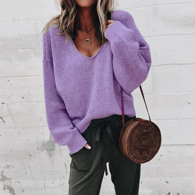 Eleganter Damenpullover | Tiefer V-Ausschnitt