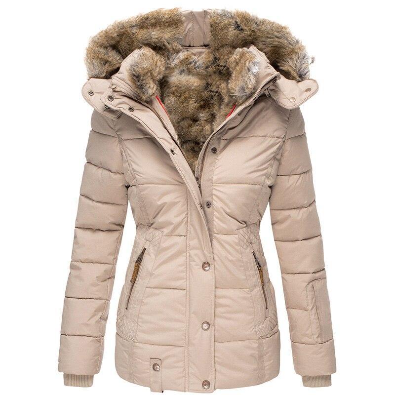 Eleganter Wintermantel mit Kapuze für Damen