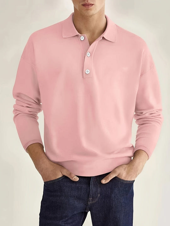 Langärmeliges Herren-Polohemd | Lässig Schlanke Passform Button-Up