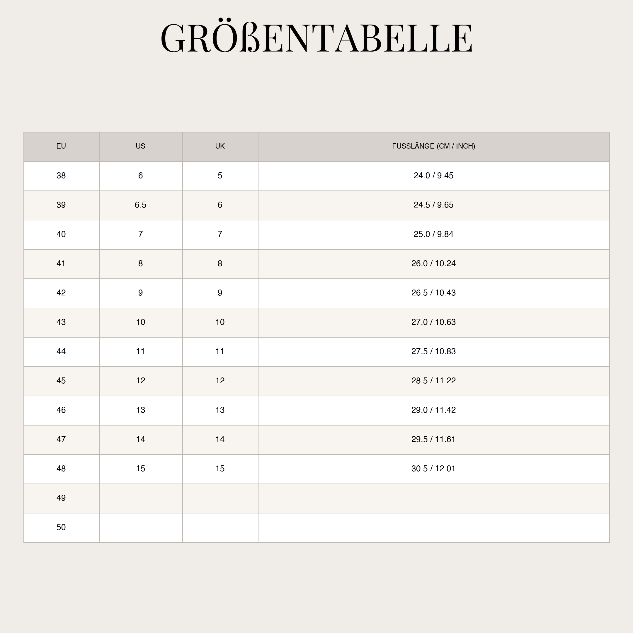 Size Chart