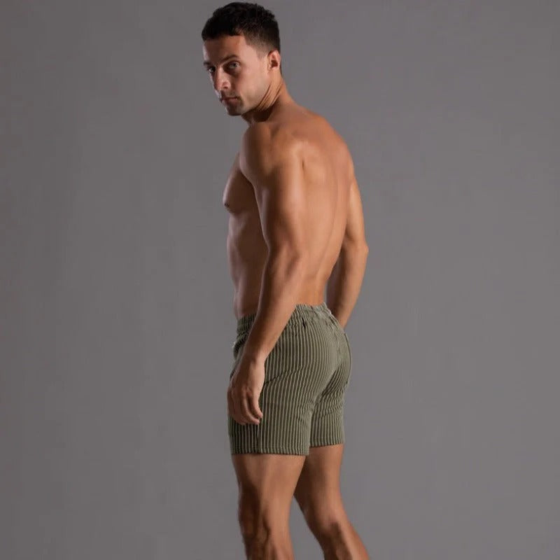 Gestreifte sportliche Herren-Lauf Kurze Hosen | Seitentaschen