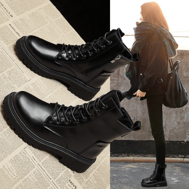 Schwarze Leder-Winterstiefel | Stylisch