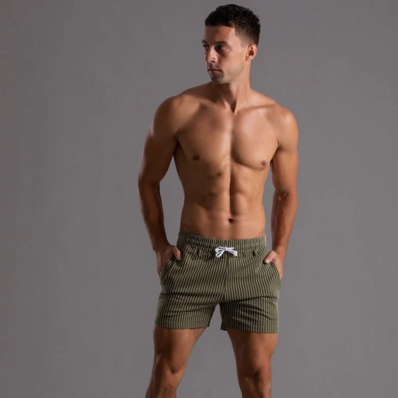 Gestreifte sportliche Herren-Lauf Kurze Hosen | Seitentaschen