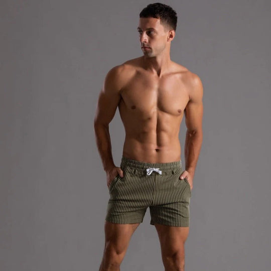 Gestreifte sportliche Herren-Lauf Kurze Hosen | Seitentaschen