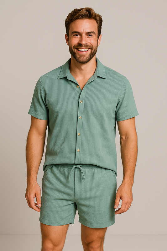 Knöpfbares Cord-Sommer-Set für Herren | Zweiteilig