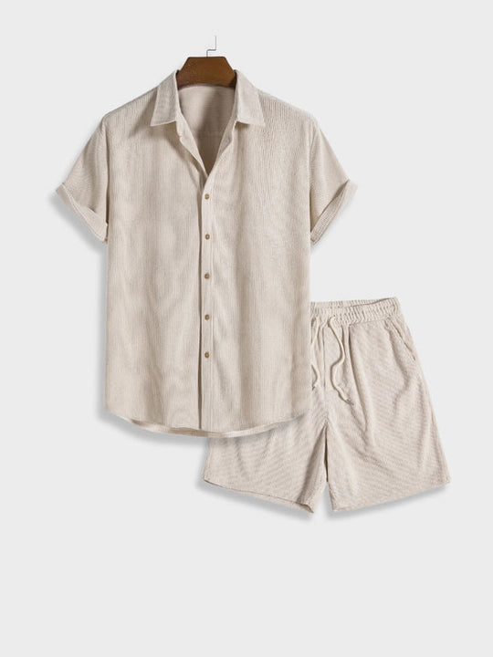 Knöpfbares Cord-Sommer-Set für Herren | Zweiteilig