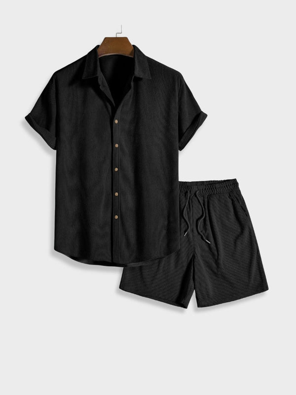 Knöpfbares Cord-Sommer-Set für Herren | Zweiteilig