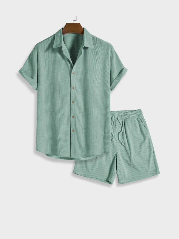 Knöpfbares Cord-Sommer-Set für Herren | Zweiteilig