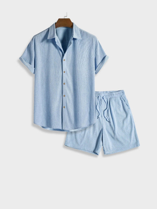 Knöpfbares Cord-Sommer-Set für Herren | Zweiteilig