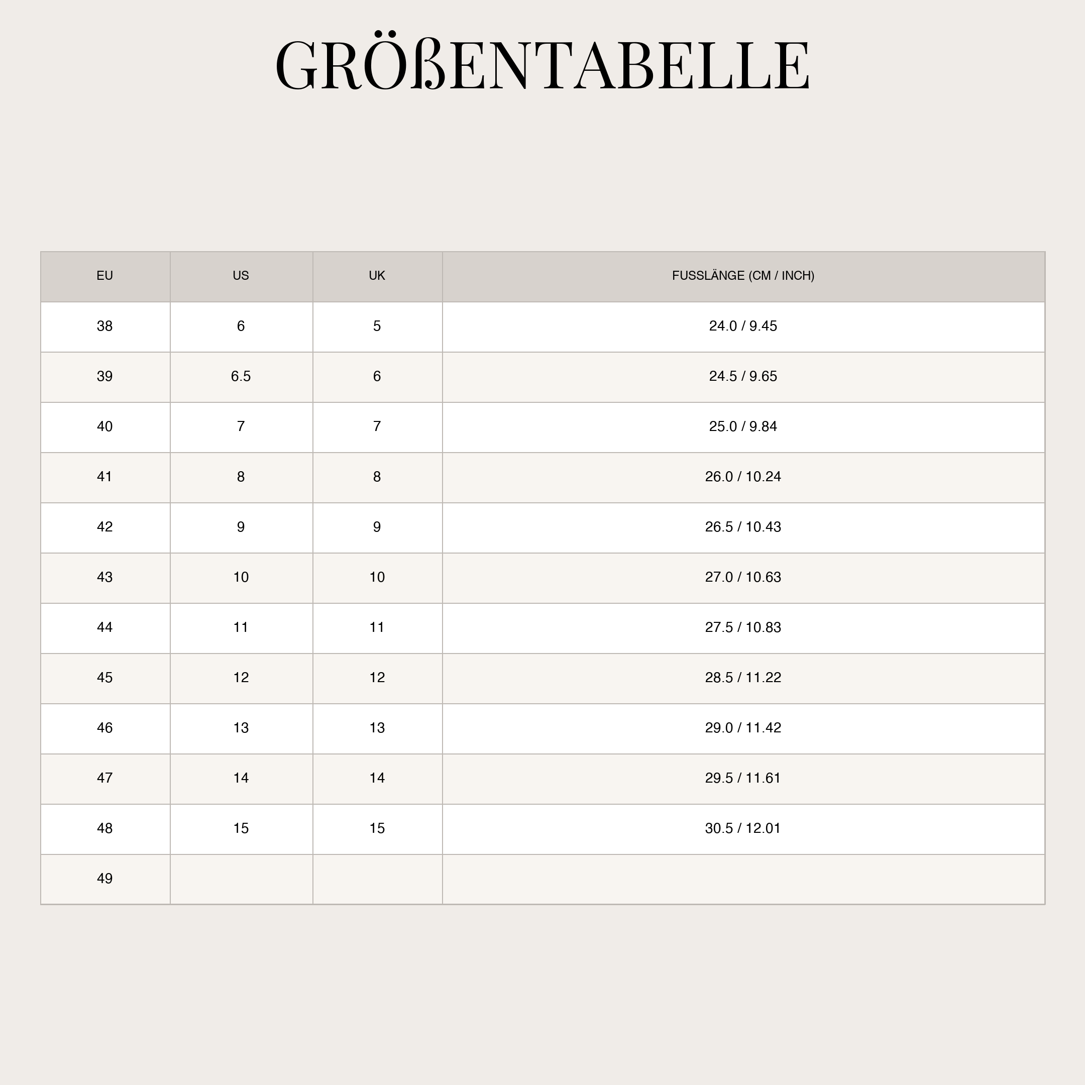 Size Chart