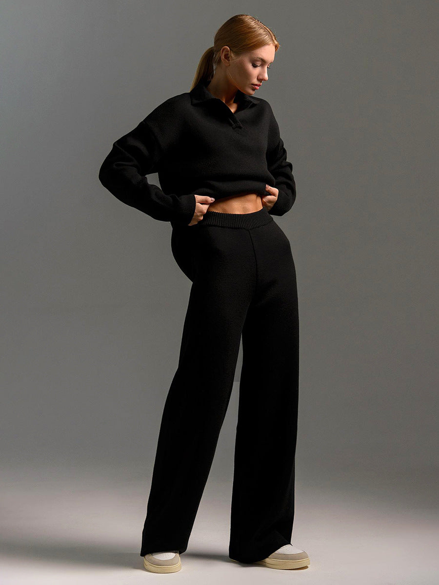 Langärmeliges Poloshirt und Hose für Damen | Zweiteilig