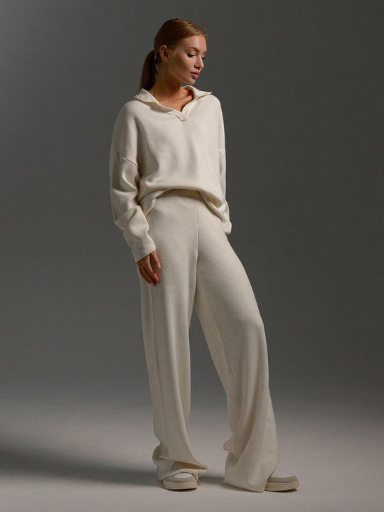 Langärmeliges Poloshirt und Hose für Damen | Zweiteilig