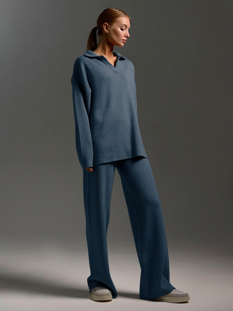 Langärmeliges Poloshirt und Hose für Damen | Zweiteilig