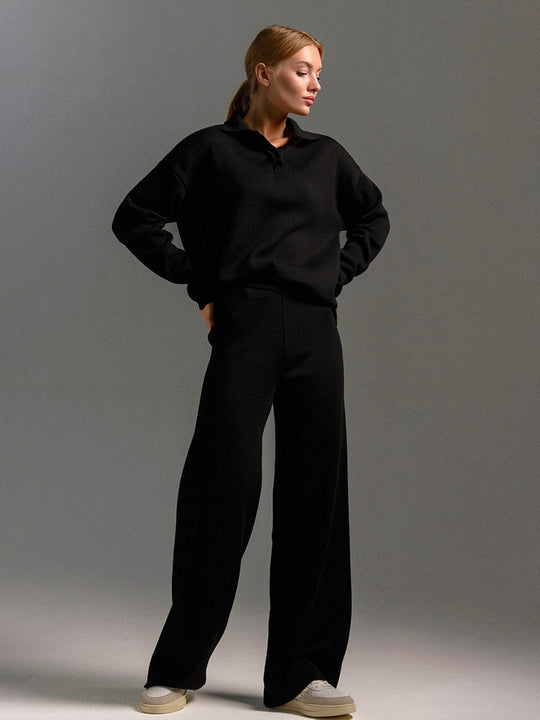 Langärmeliges Poloshirt und Hose für Damen | Zweiteilig