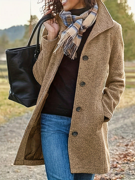 Lange Jacke Mit Knopfverschluss für Damen
