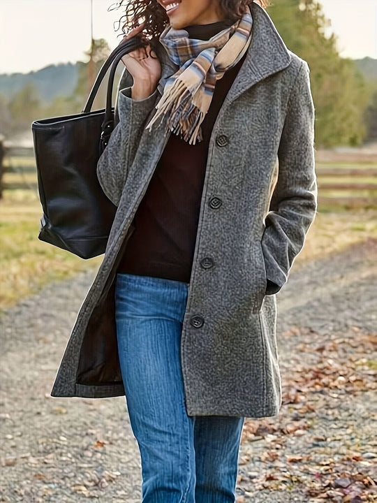 Lange Jacke Mit Knopfverschluss für Damen