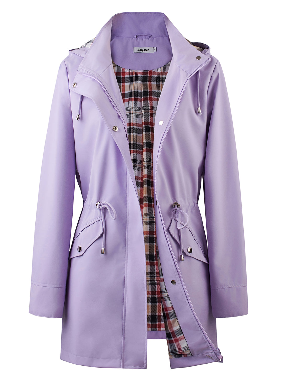 Damen Kapuzen-Trenchcoat | Langer Reißverschlussmantel mit Kordelzug und Taschen für Herbst und Winter