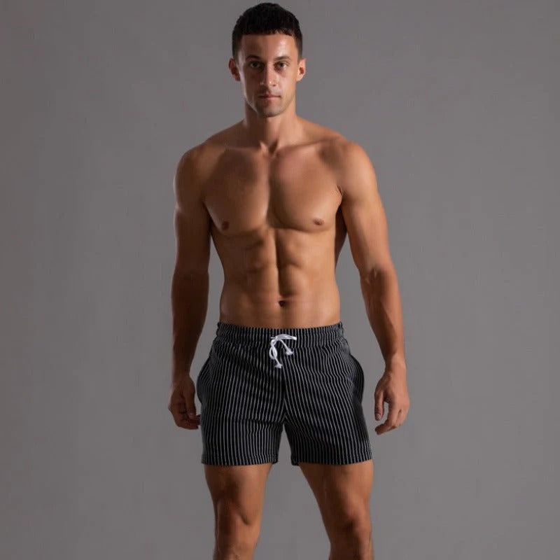 Gestreifte sportliche Herren-Lauf Kurze Hosen | Seitentaschen
