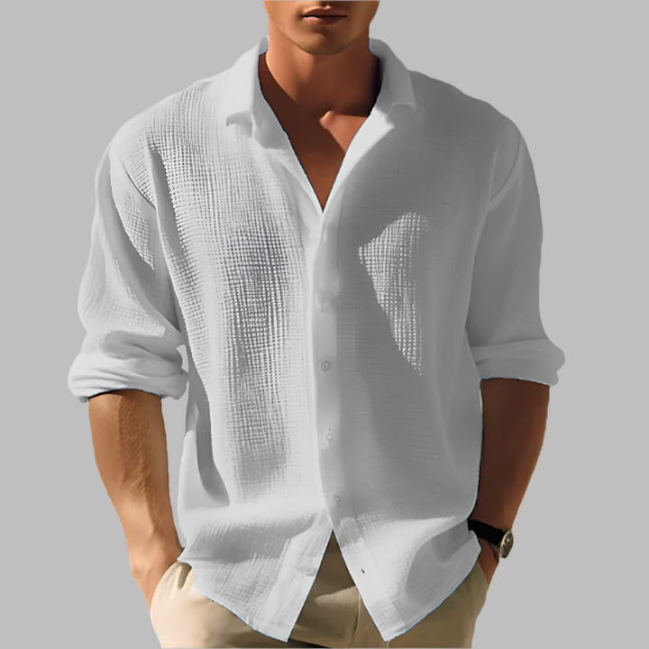 Casualowa męska koszula z długim rękawem | z kołnierzykiem button-down