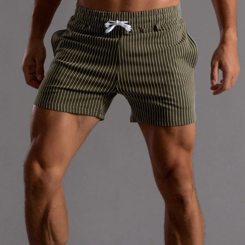 Gestreifte sportliche Herren-Lauf Kurze Hosen | Seitentaschen
