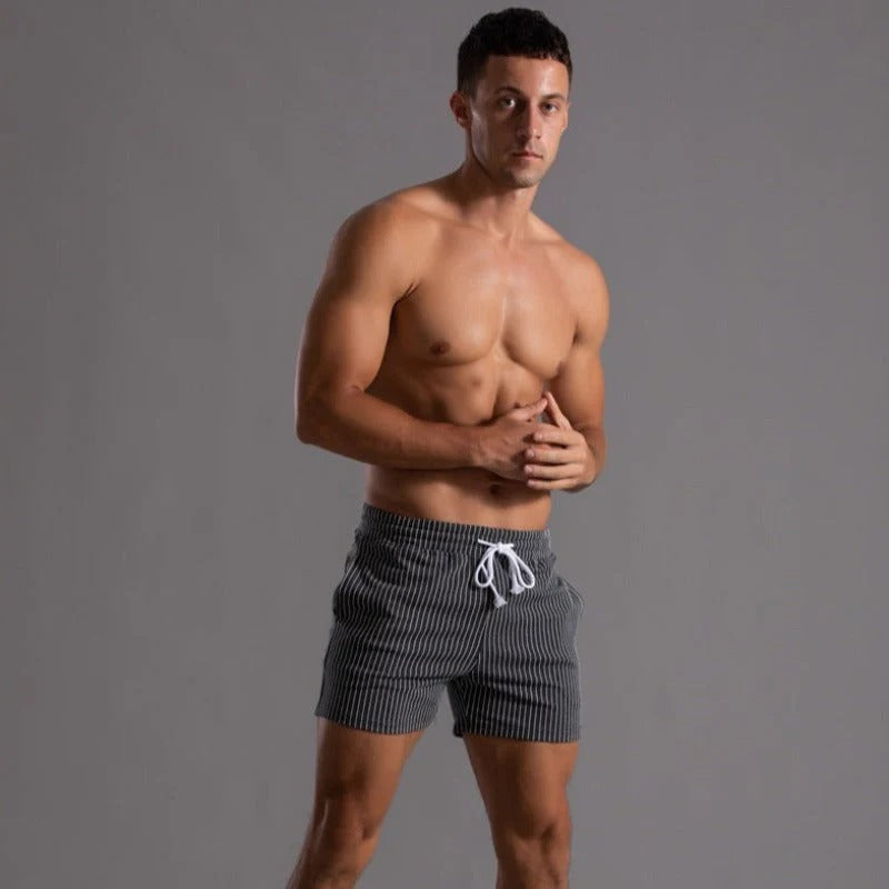 Gestreifte sportliche Herren-Lauf Kurze Hosen | Seitentaschen