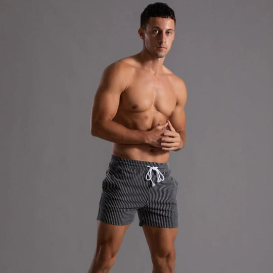 Gestreifte sportliche Herren-Lauf Kurze Hosen | Seitentaschen