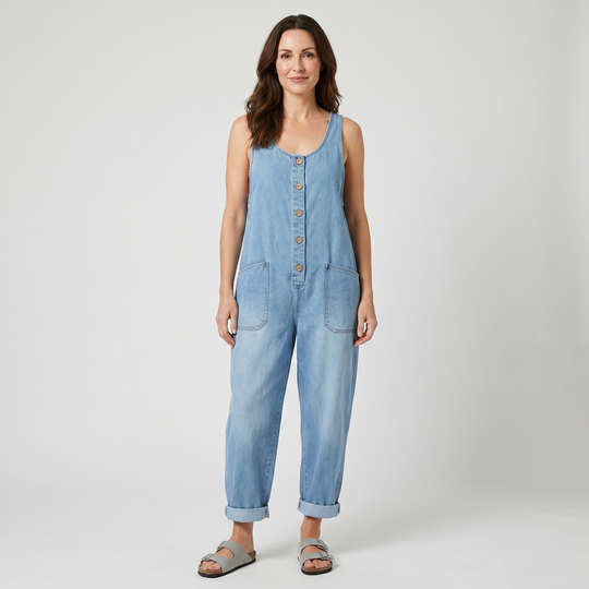 rmelfreier_Damen_Jumpsuit_aus_Vintage_Baumwoll_Denim_mit_Kn_pfen_2
