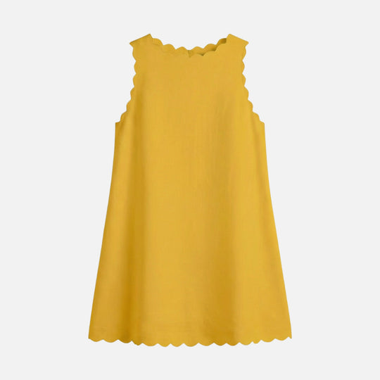 Ärmelloses Baumwoll-Minikleid mit Wellensaum für Damen