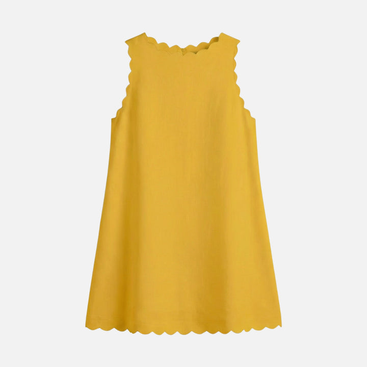 Ärmelloses Baumwoll-Minikleid mit Wellensaum für Damen