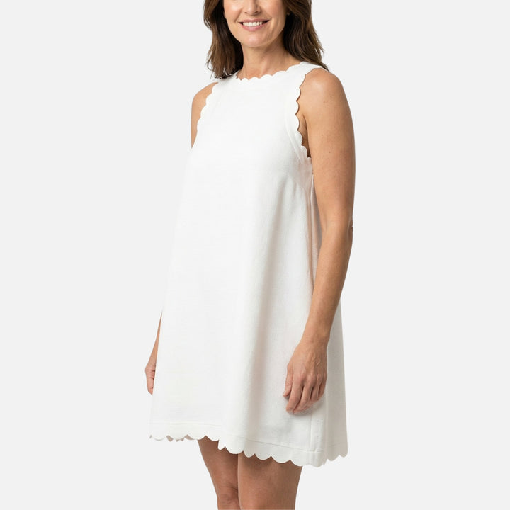 Ärmelloses Baumwoll-Minikleid mit Wellensaum für Damen