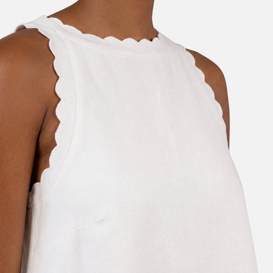 Ärmelloses Baumwoll-Minikleid mit Wellensaum für Damen