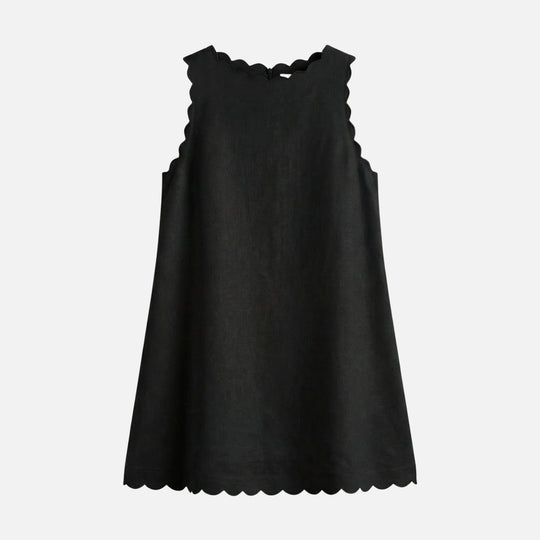 Ärmelloses Baumwoll-Minikleid mit Wellensaum für Damen