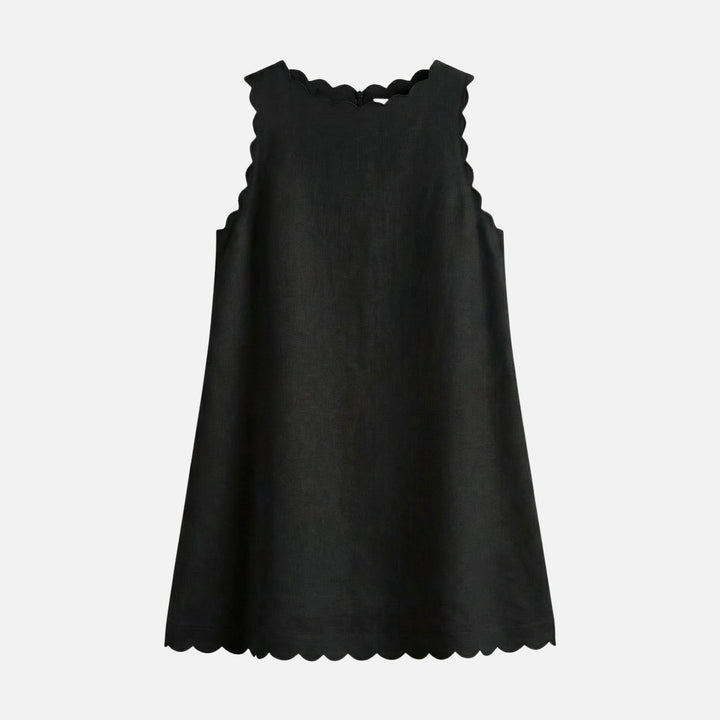 Ärmelloses Baumwoll-Minikleid mit Wellensaum für Damen