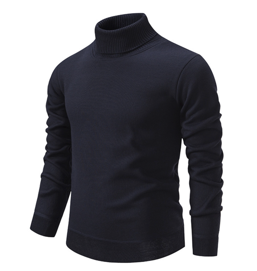 Gerippter Rollkragenpullover für Herren | Unifarben
