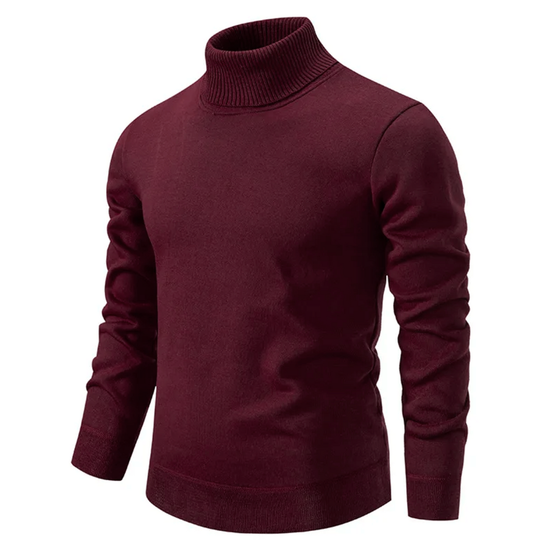 Gerippter Rollkragenpullover für Herren | Unifarben