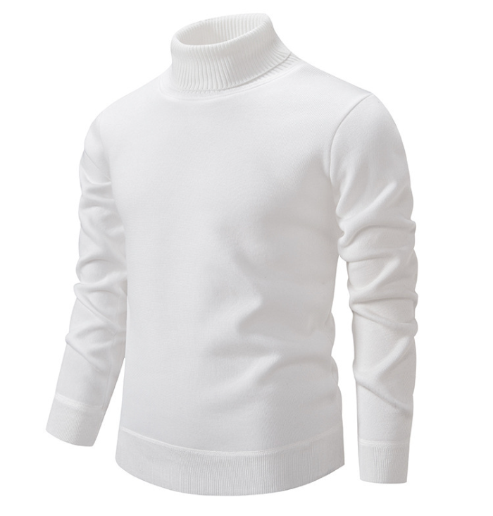 Gerippter Rollkragenpullover für Herren | Unifarben