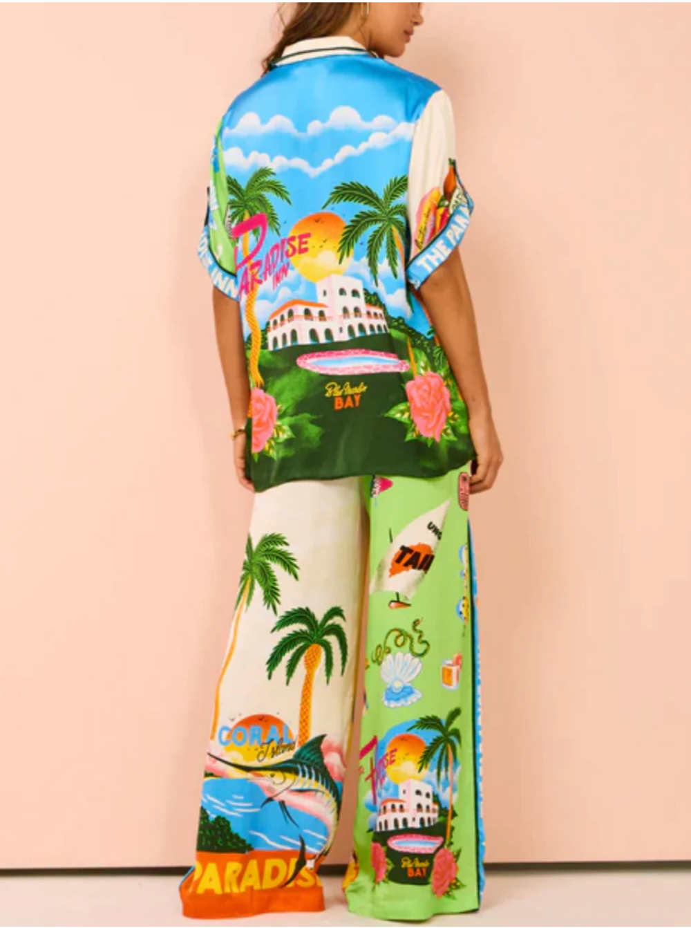 Damen Strand Druck Top und Hose Set | Zweiteilig