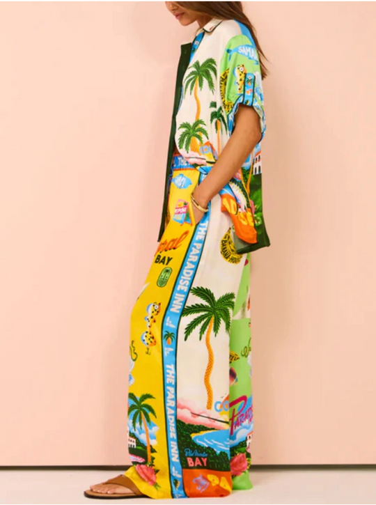 Damen Strand Druck Top und Hose Set | Zweiteilig