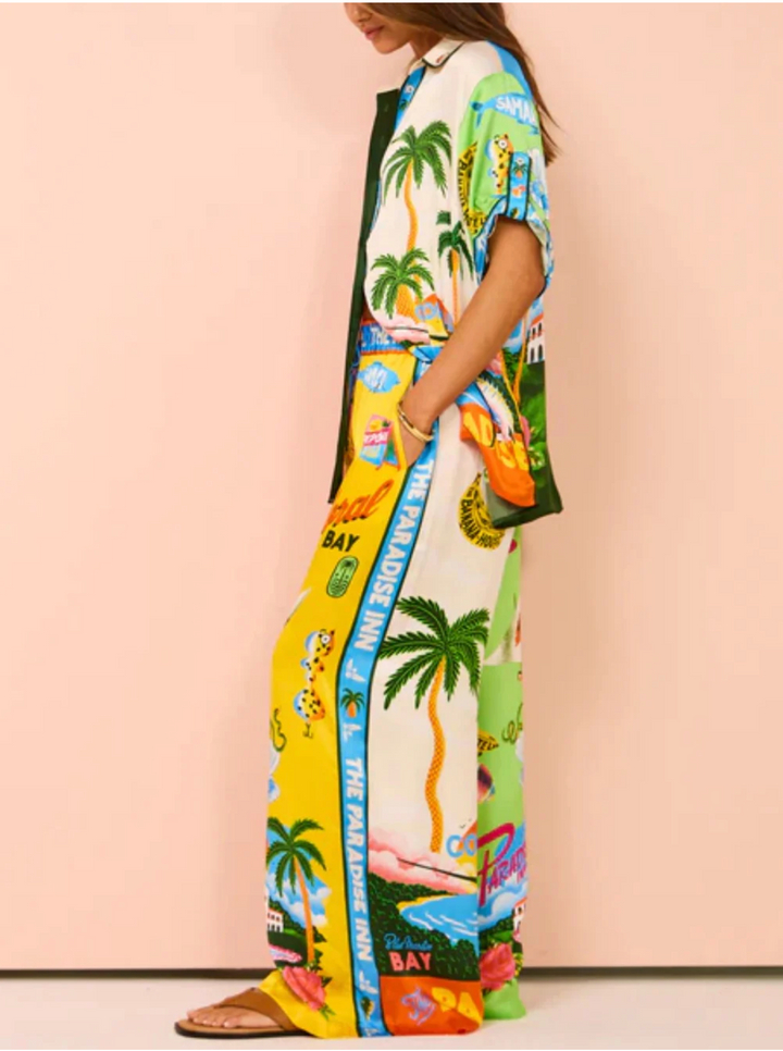 Damen Strand Druck Top und Hose Set | Zweiteilig