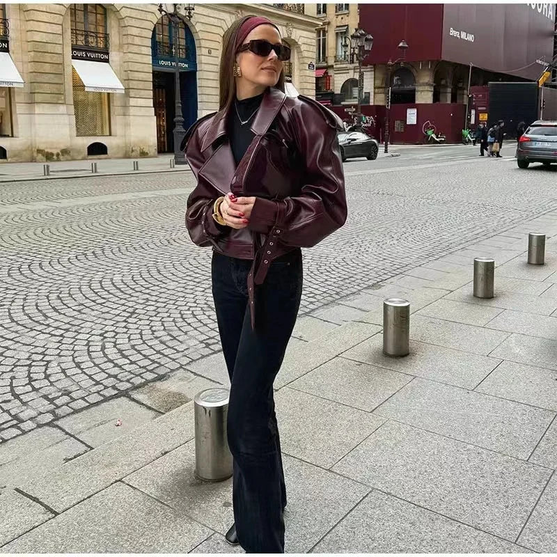 Damen Bomber übergroße Motorradjacke | Kragen Zip Up