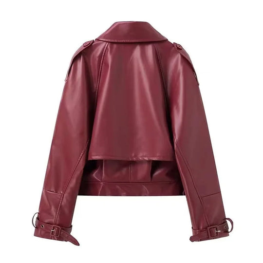 Damen Bomber übergroße Motorradjacke | Kragen Zip Up