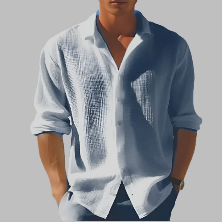 Lässiges langärmeliges Herrenhemd | Button-down